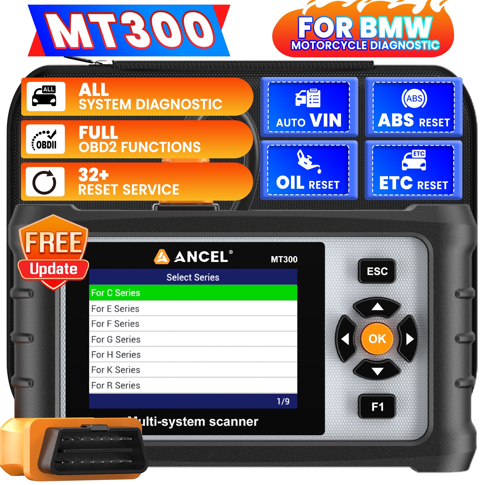 Motorcycle Scanner Full System Diagnostic Tool OBD2 Scanner for BMW Code Reader