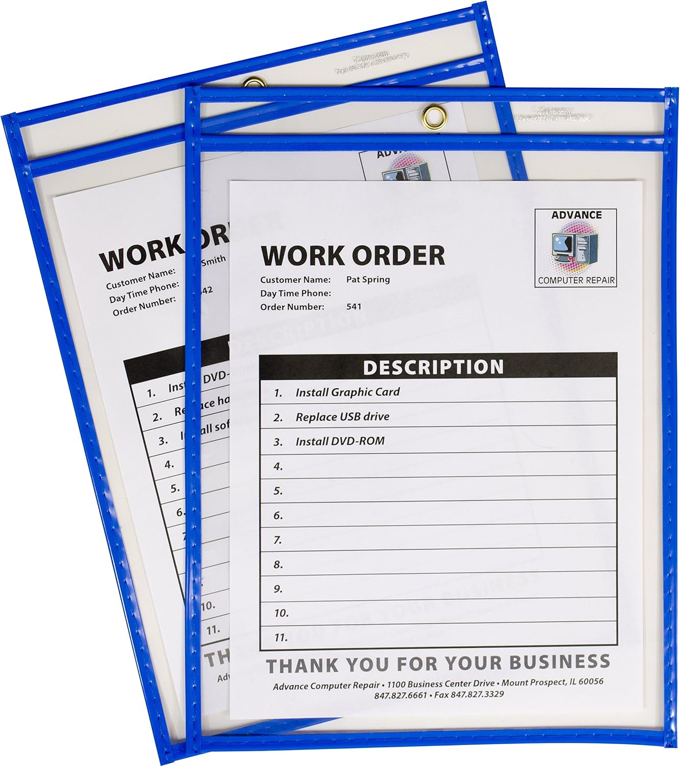 C-Line Stitched Shop Ticket Holders, Top Load, Super Heavy, Clear, 9" X 12" Inse
