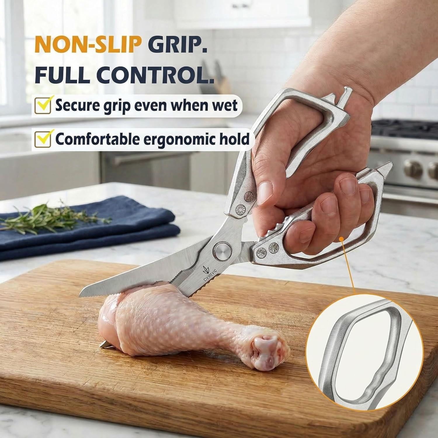 Heavy Duty Kitchen Shears for Bone Cutting, 2 Pack Ultra Sharp Poultry Scissors,