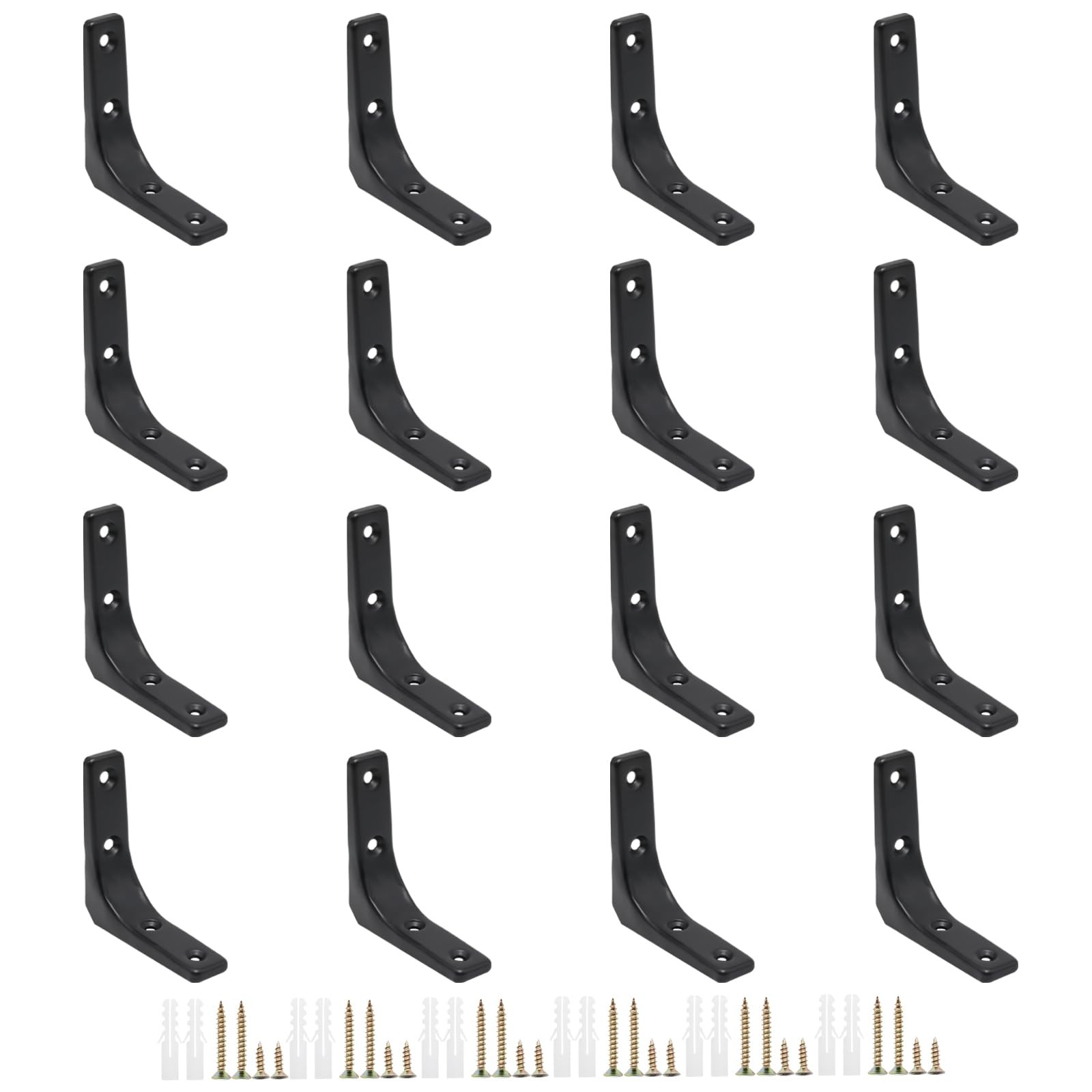 16pcs Heavy Duty L Brackets, 3 Inch Black Angle Bracket, Wall Shelf Bracket 9...