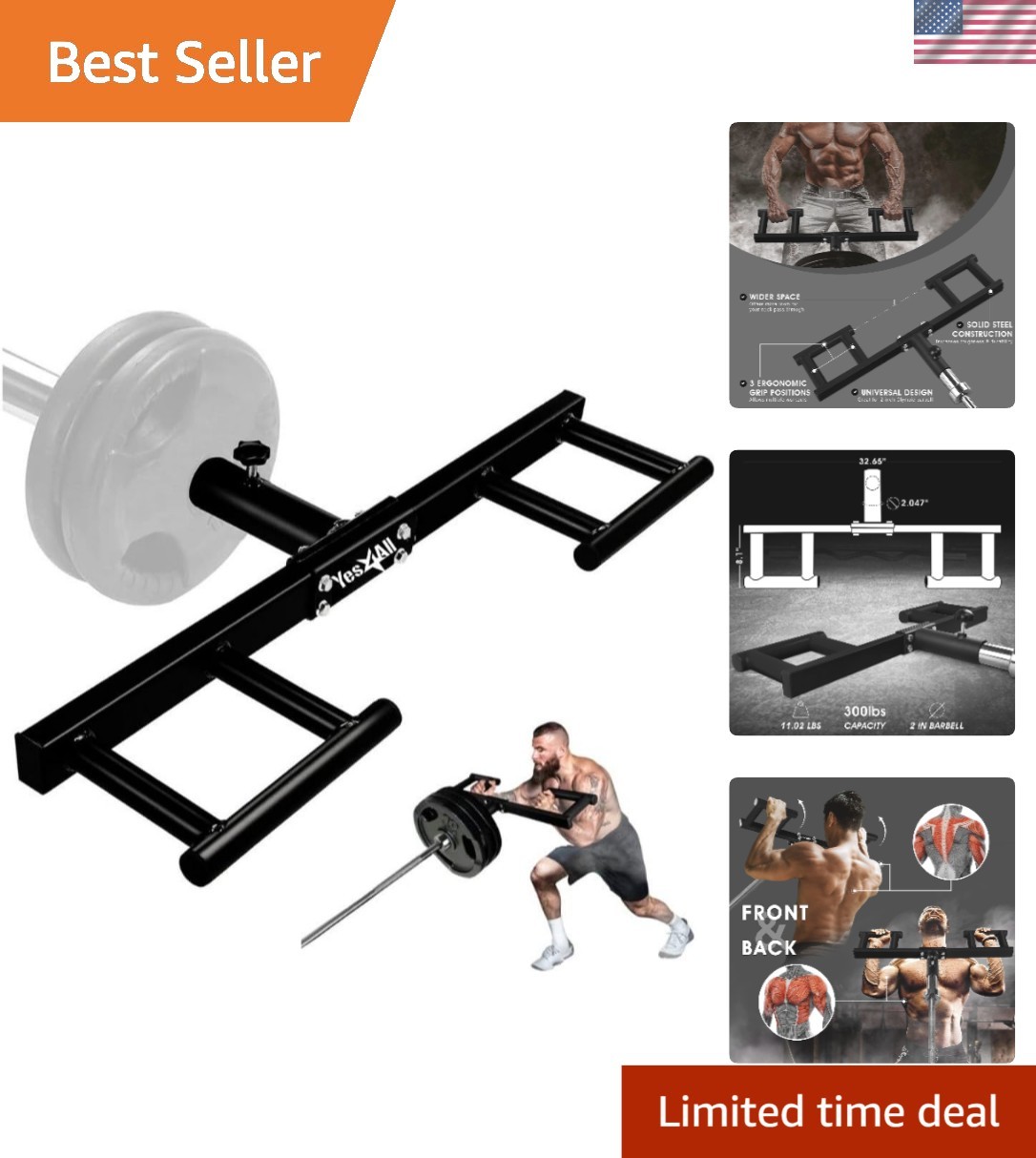 Viking Press, Landmine Handle Attachment for 2-Inch Olympic Barbell – 3 Hand ...