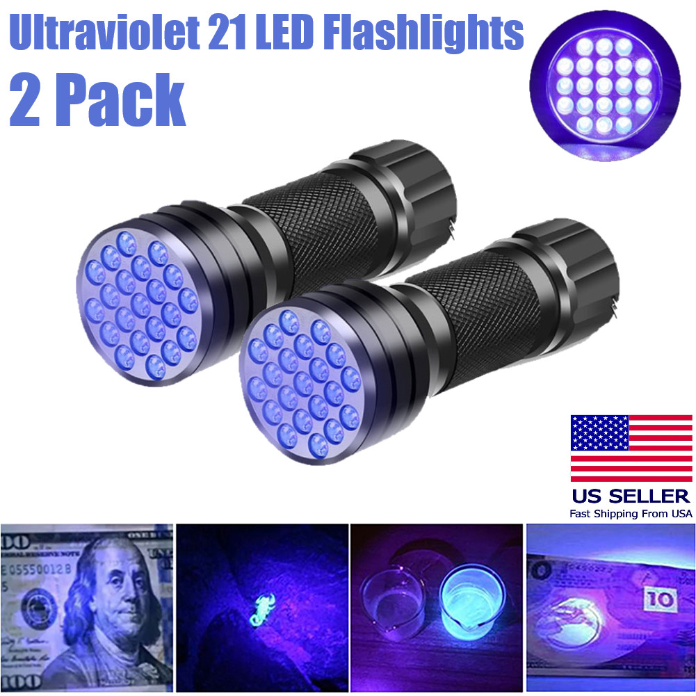 2PC UV Ultra Violet LED Flashlight Blacklight Light 395 NM Inspection Lamp Torch