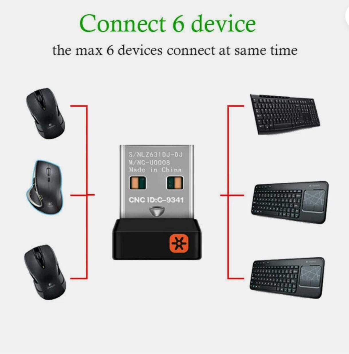 Wireless. USB Unifying Receiver Dongle For Logitech K350 K340 N305 K800 General