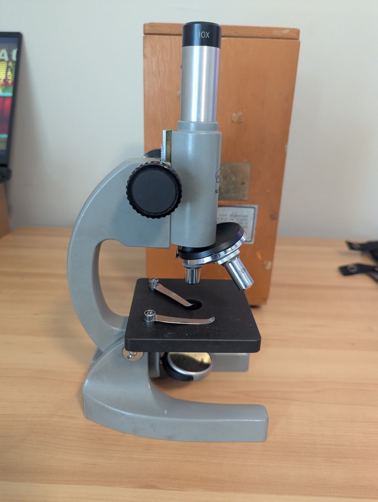 Vintage Wolfe Microscope With 5x, 10x, 30x Objectives And Case
