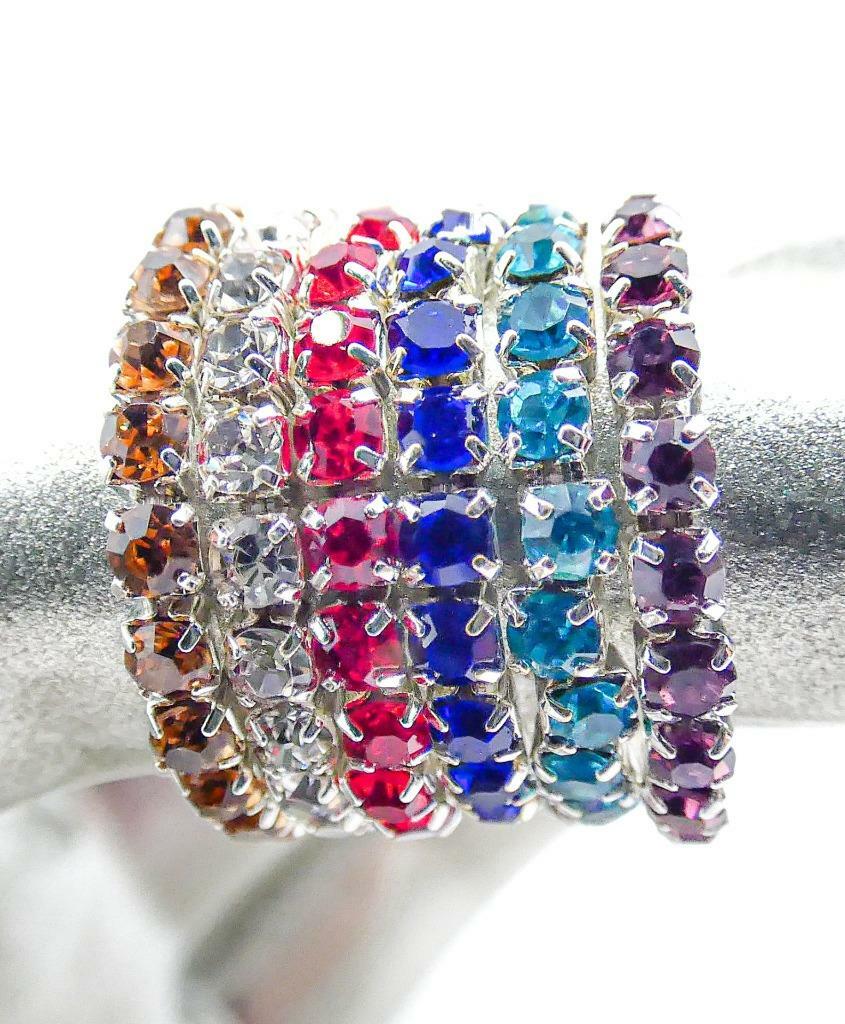 WHOLESALE 12 PCS Silver Assorted Rhinestone Crystals Stretch PETITE Toe Rings