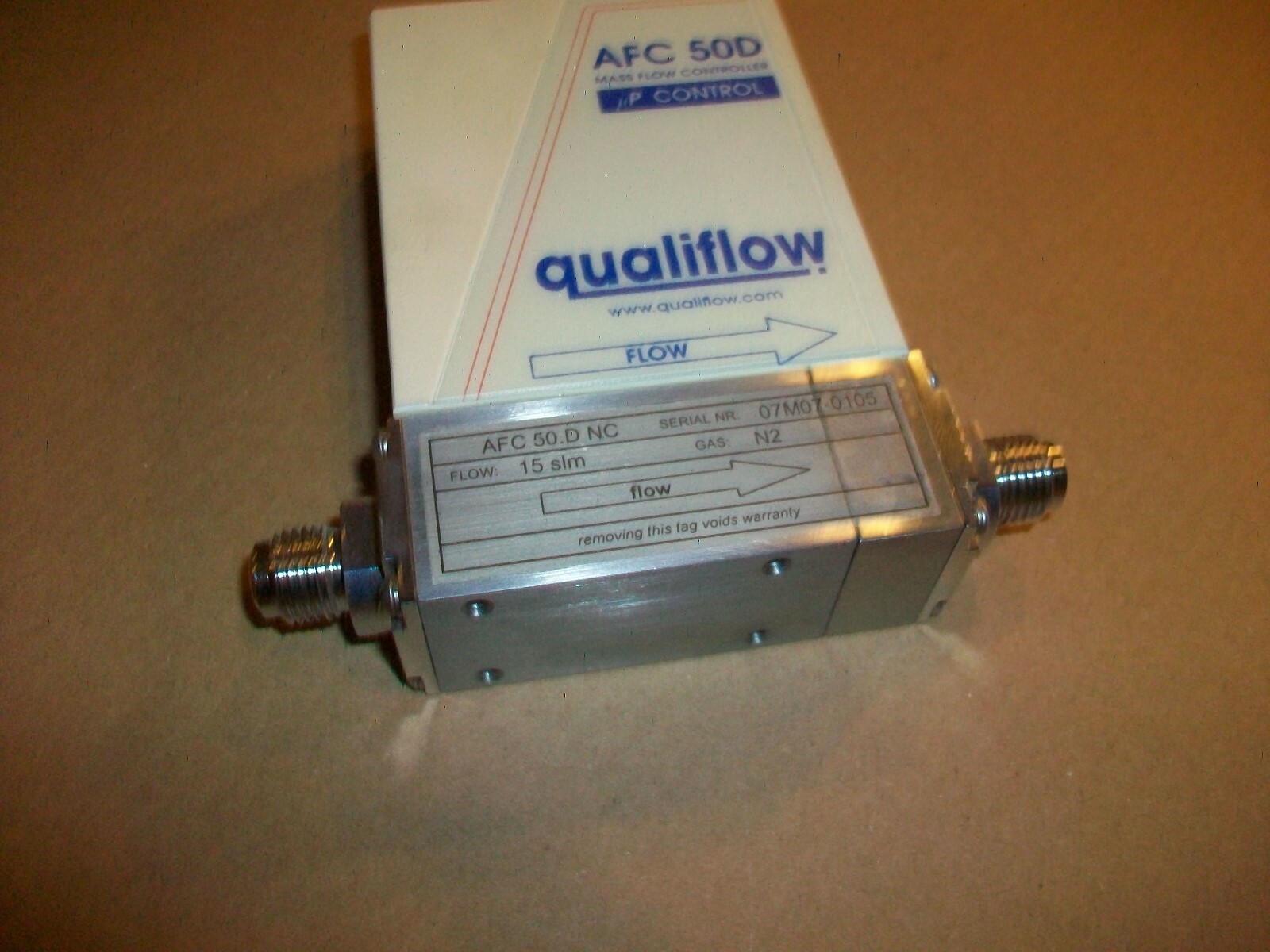 Qualiflow Mass Flow Controller AFC 50.D NC 15slm Flow Rate Gas: N2