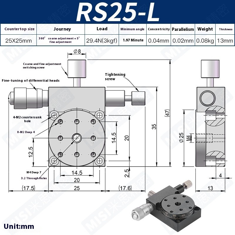 Manual Angle Indexing Plate 360 Degree Precision Fine Adjustment Rotary Stage