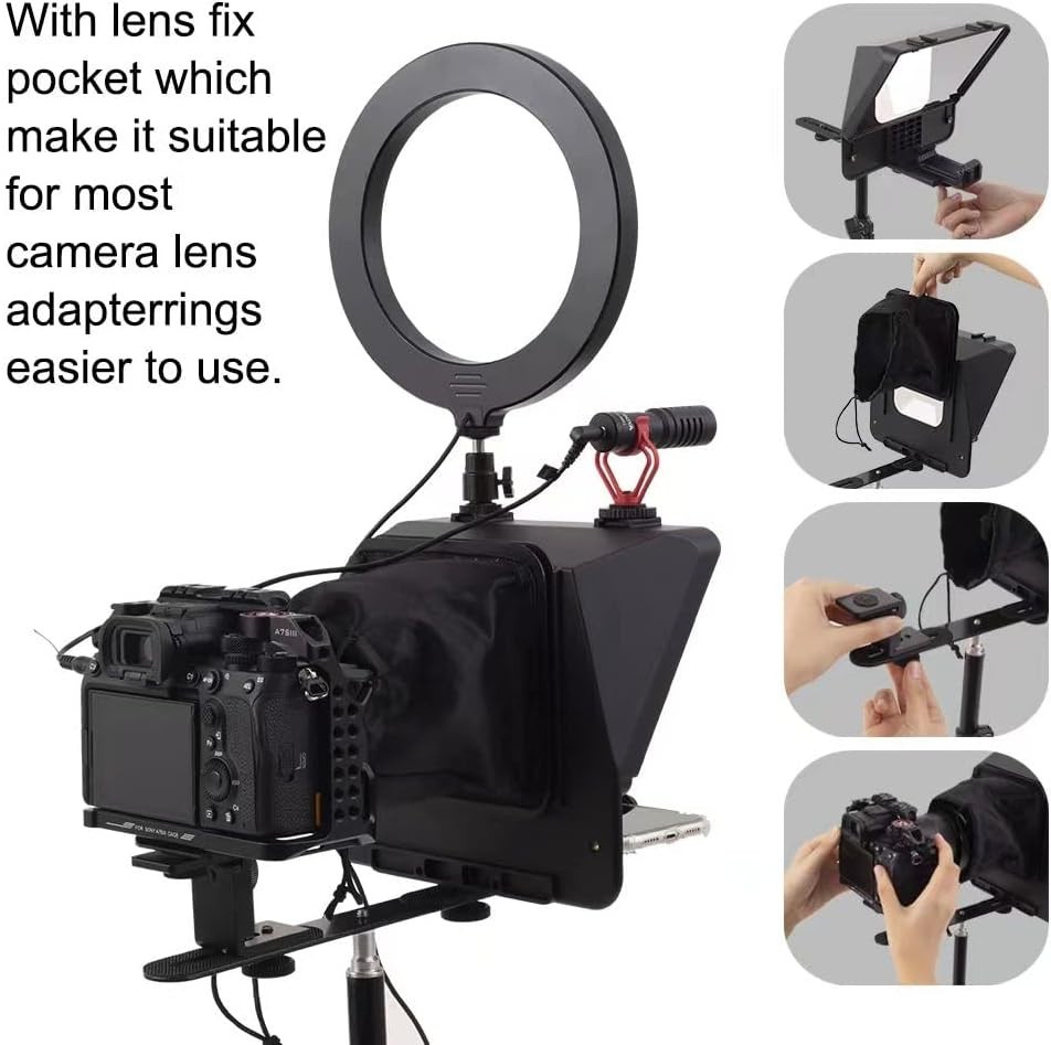 High Definition Teleprompter for Interviews and Speeches with Wireless Remote