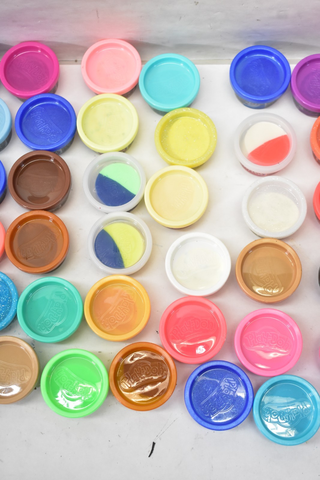 Lot of 65 Play Doh Bulk 1 oz Modeling Compound Cans Assorted Glitter/Plain/Dual