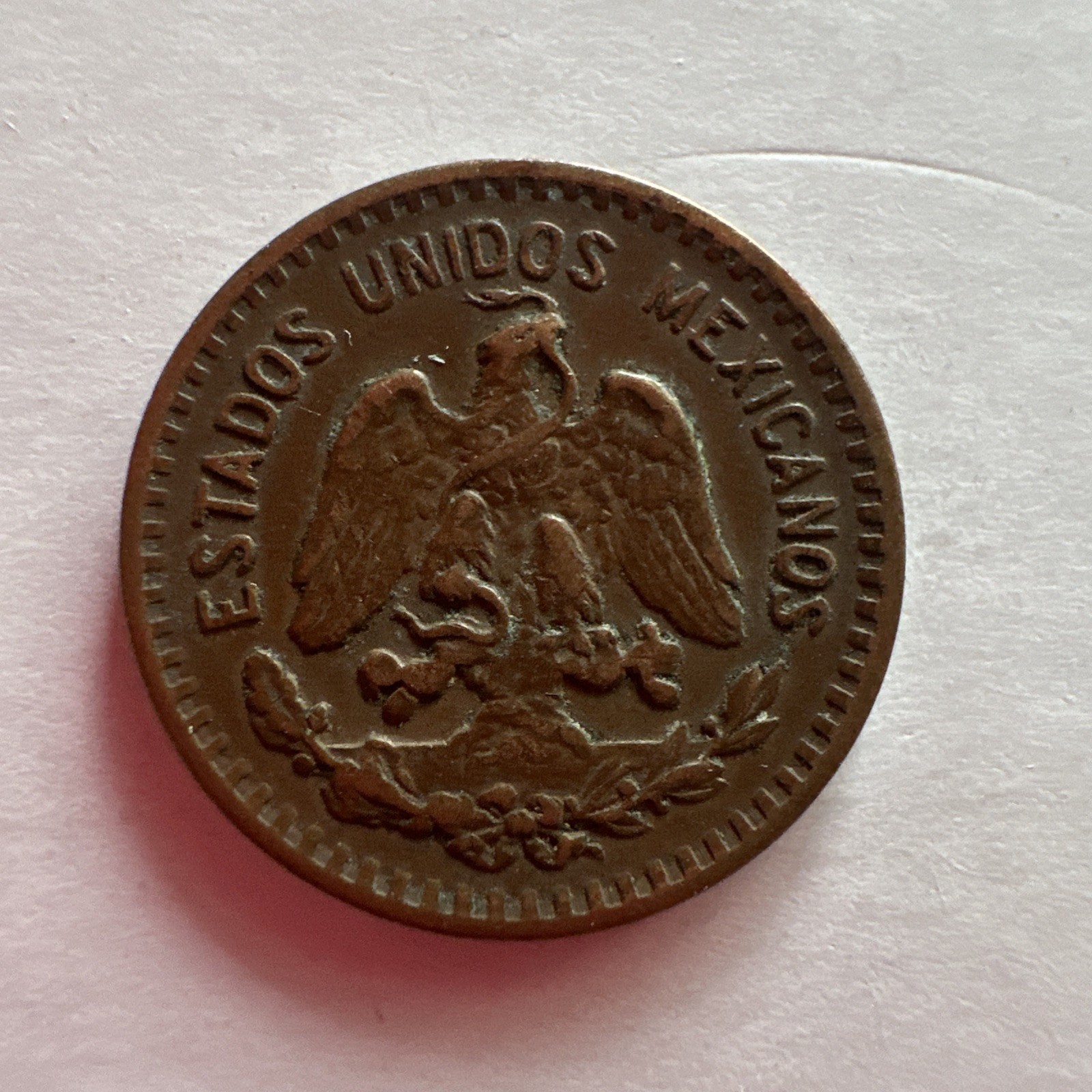 1945 Mo Mexico 1 Centavo Coin - Bronze - Mexican Golden Eagle Crest