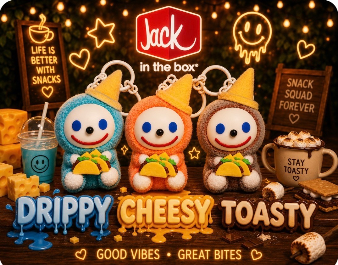 NEW Limited Edition Jack in the Box SAVORY Jibbis Set Drippy,Cheesy,Toasty! (: