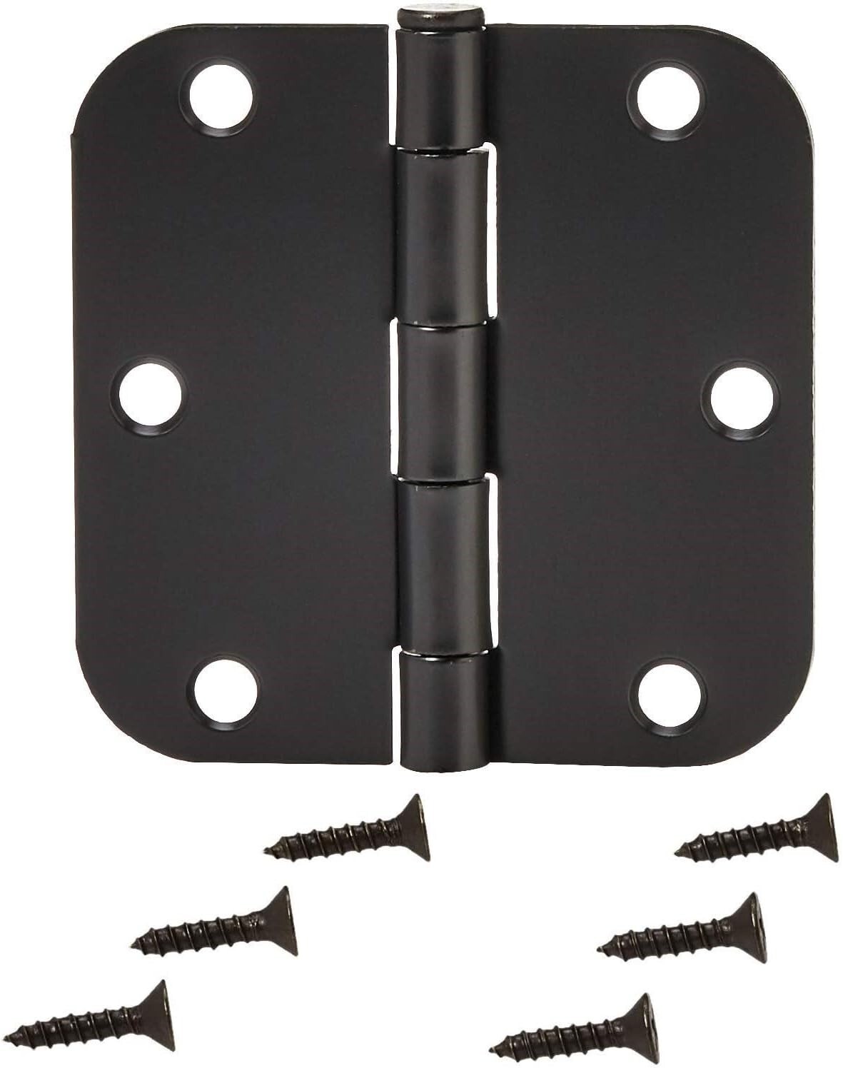 23 pcs Sturdy Rounded 5/8 Radius Interior Door Hinges, 3.5" X 3.5", Matte Black