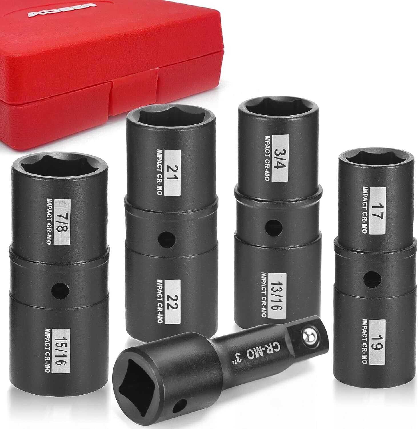 Juego De Herramientas Dado Abatible Destornillador Impacto 1/2" SAE Metric 5 PCS