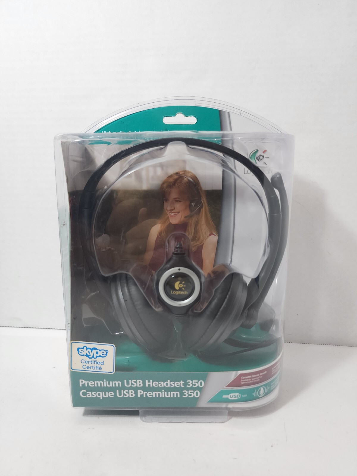 NEW Logitech Premium USB 350 Black Headset Noise Cancellation & Microphone