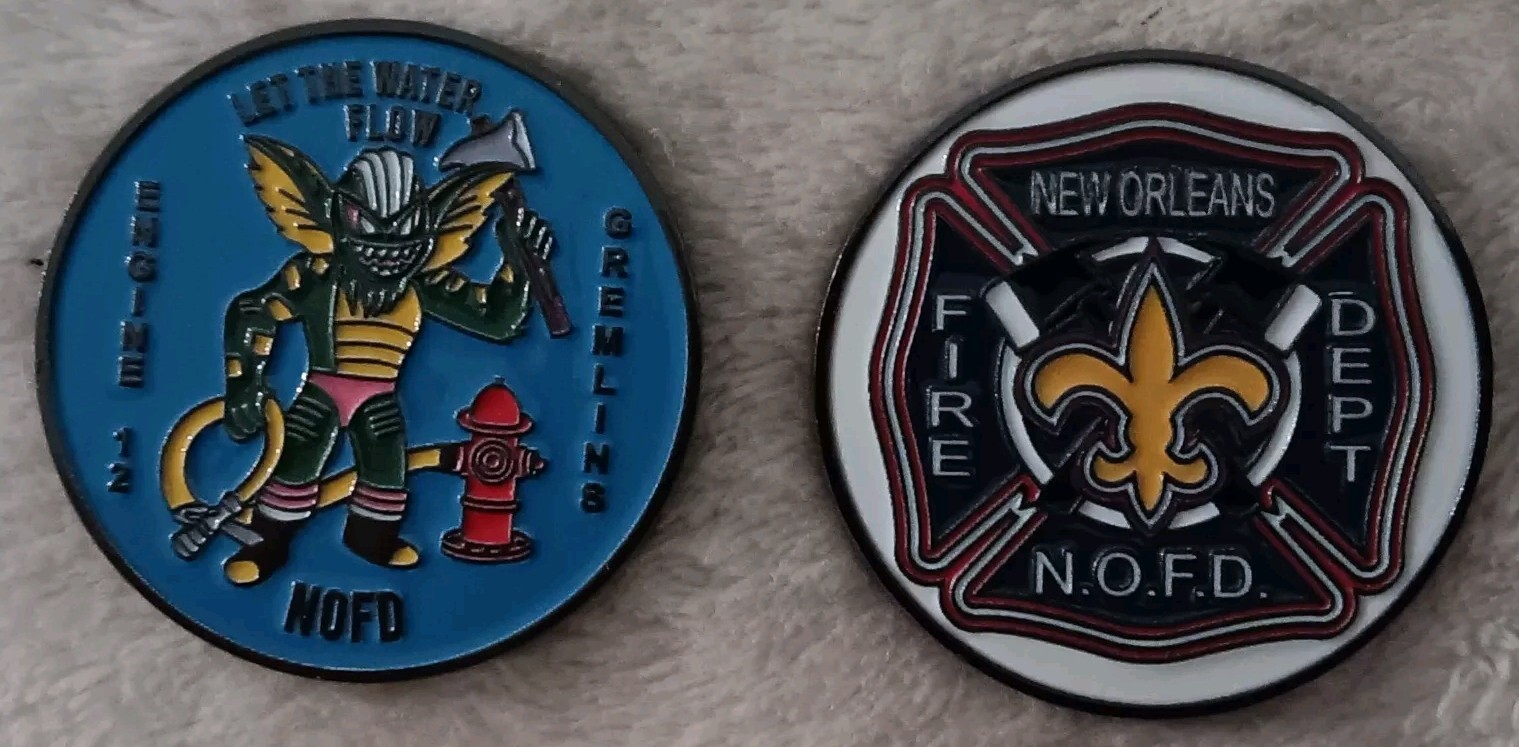 New Orleans Fire Dept Engine 12 Gremlins Let The Water Flow Challenge Coin NOFD