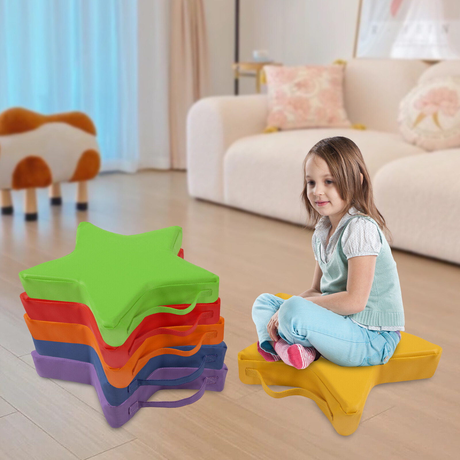 6 Pcs Floor Cushions Children Pads For Classroom Soft Colored Seating Cushions