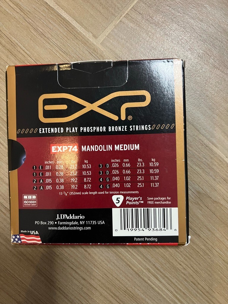 NEW D'Addario EJ74 Phosphor Bronze Mandolin Strings - Medium - .011-.040