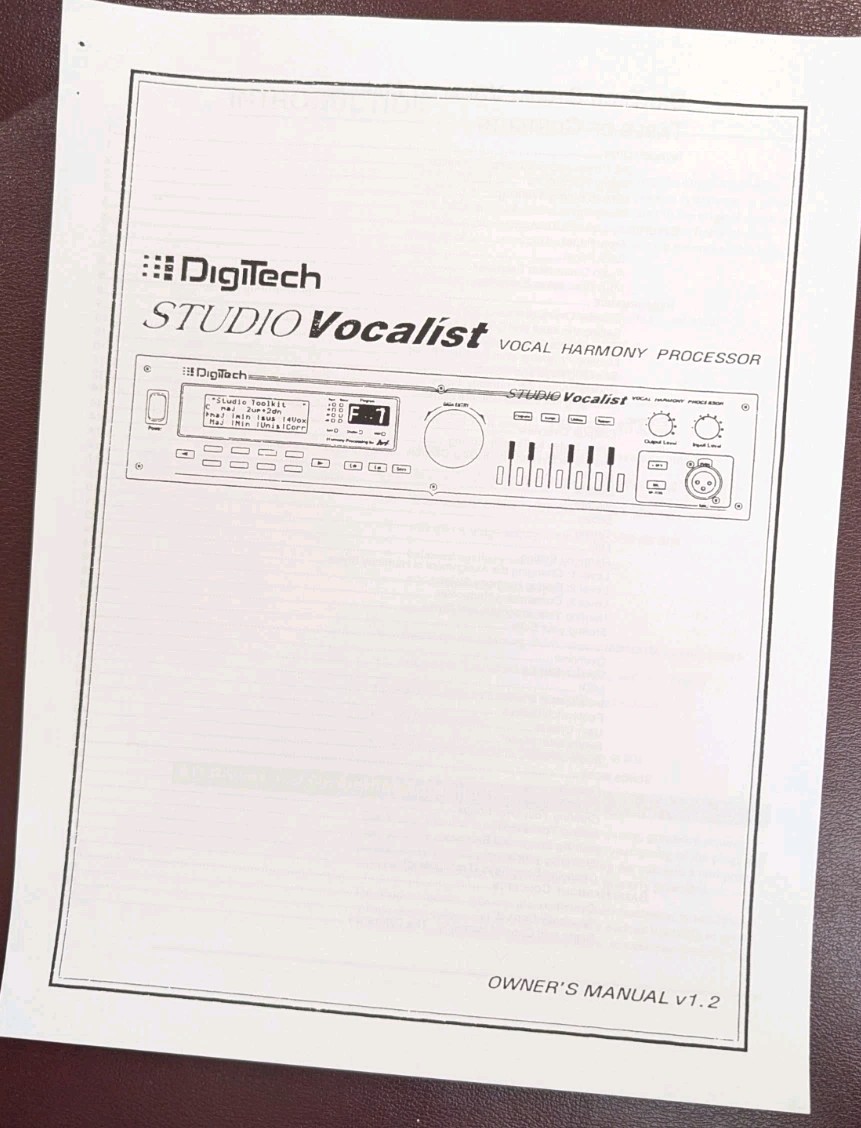 DigiTech Studio Vocalist Vocal Harmonizer Rack Mount Effect Processor W/Manual