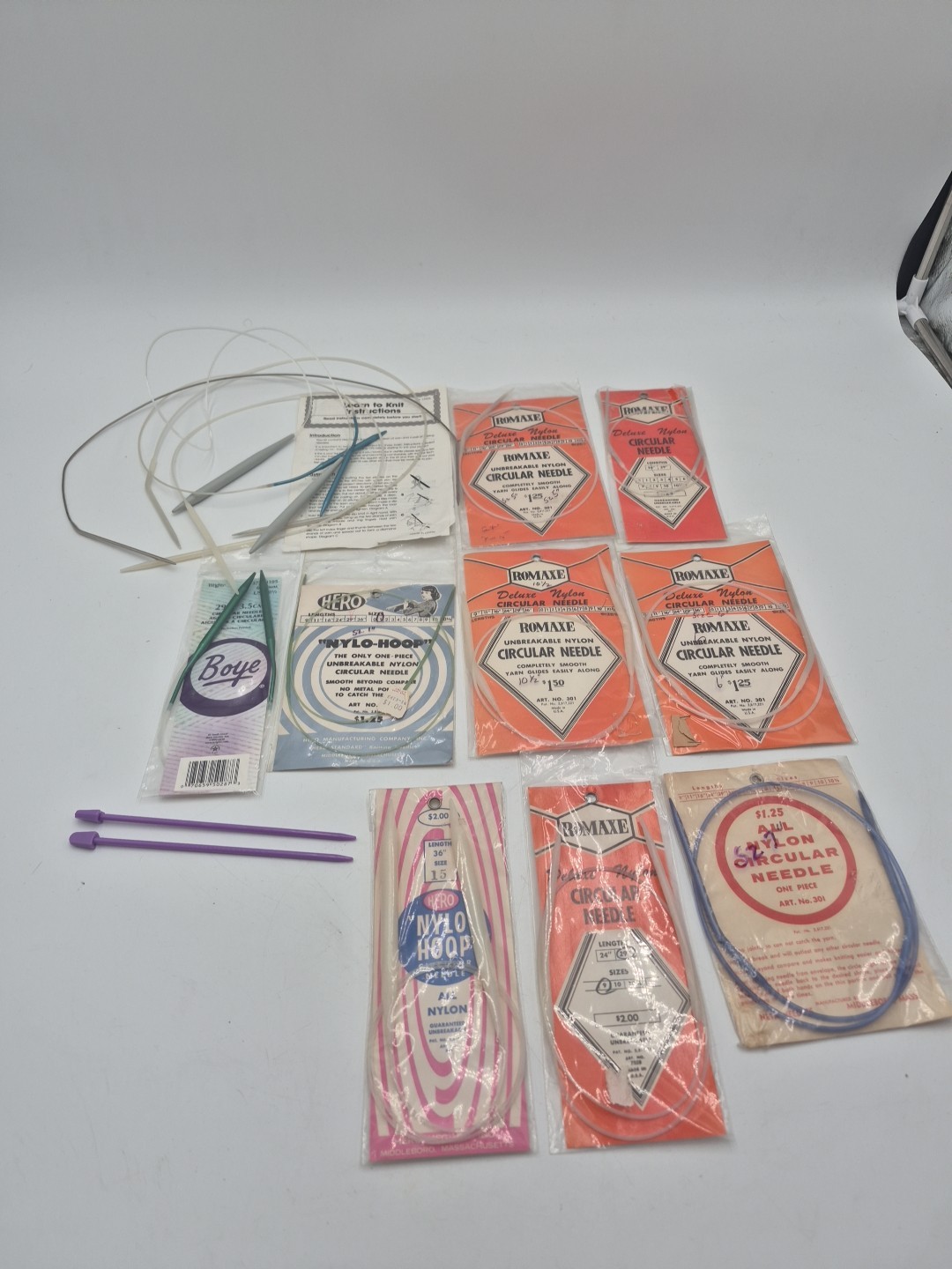 Lot Of 15 Vintage Romaxe Deluxe Nylon Circular Needle And Others See Pictures