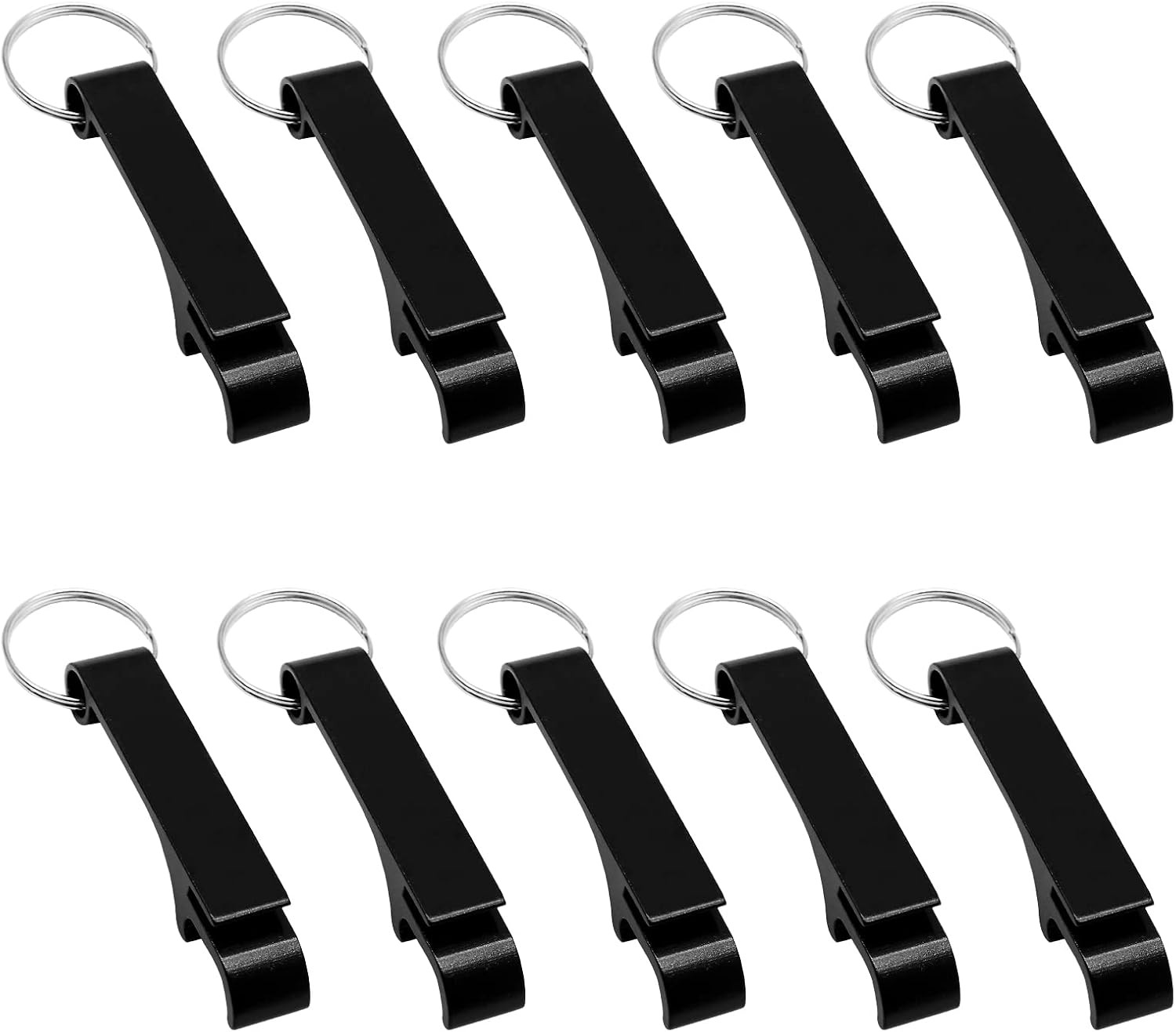 Litoexpe 16Pcs Black Beer Bottle Openers Premium Metal Keychain Bottle Opener Bu