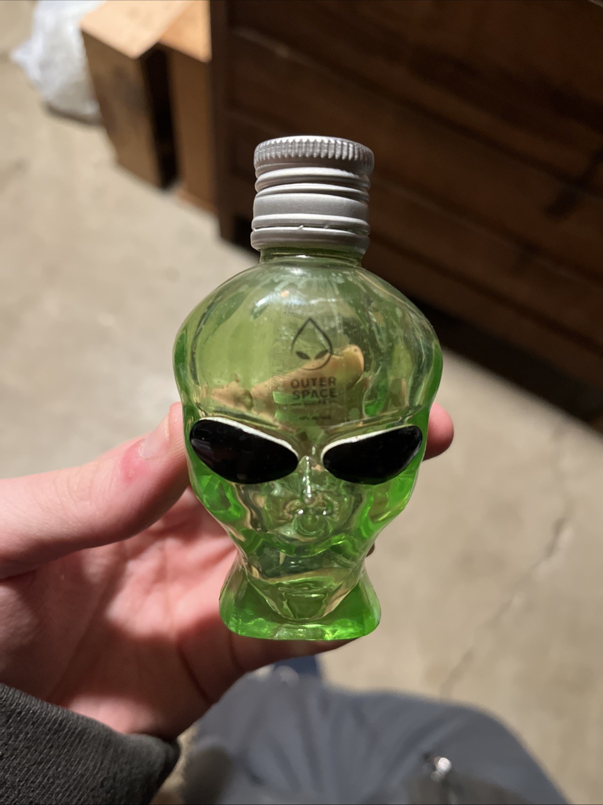 Outer Space Vodka Alien Head Green 7 1/2" Empty Bottle