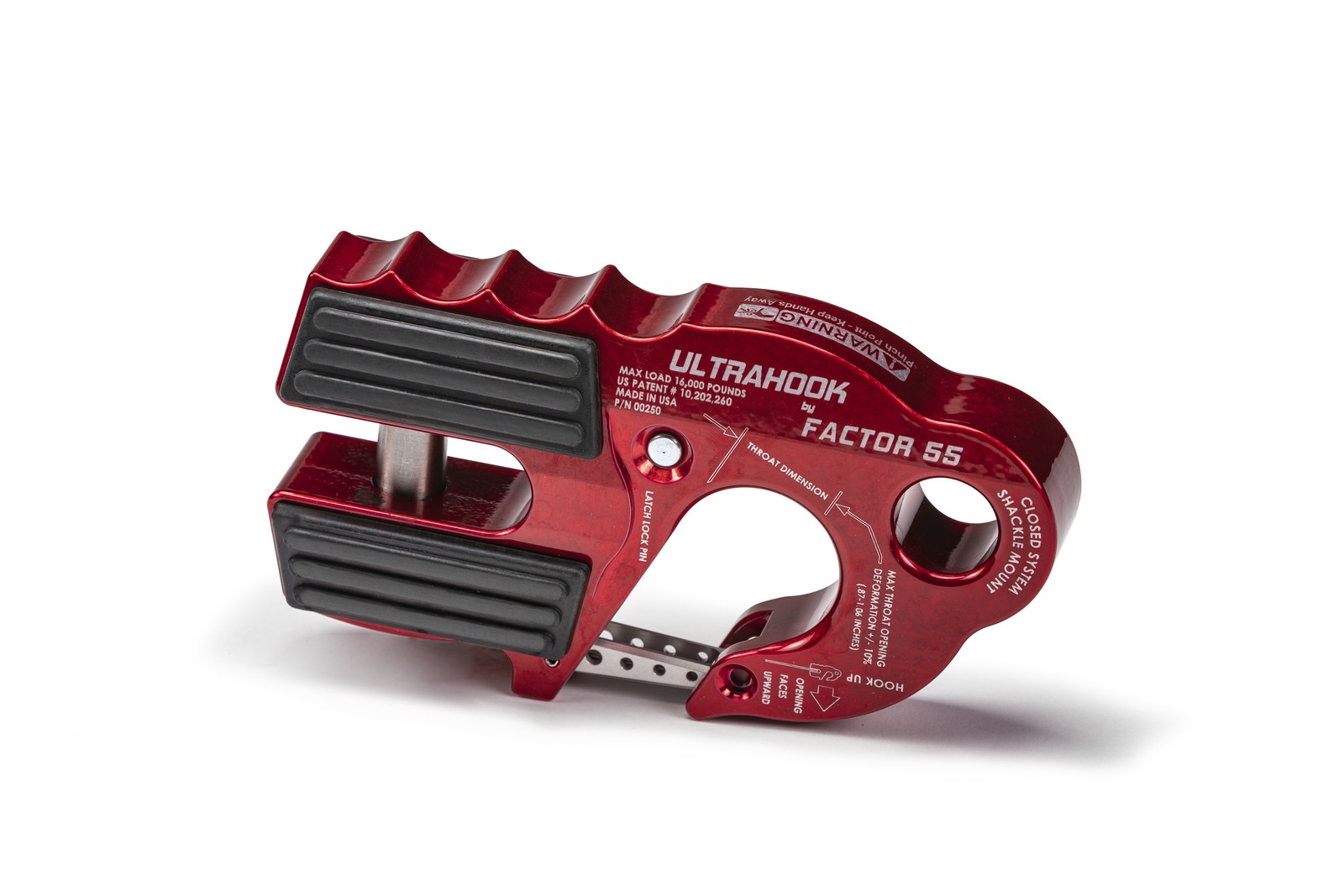 Factor-55 00250-01 ULTRAHOOK Winch HOOK w/SHACKLE Mount RED