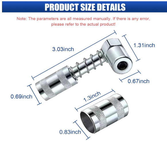 1 Set Grease Nozzle Adapter Grease Gun-Accessory 90 Degree Coupler Adapter Tool