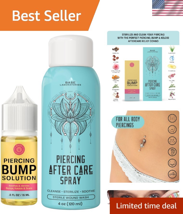 Healing Aftercare Kit: Keloid Solution Oil 15ml and Piercing Spray 4oz