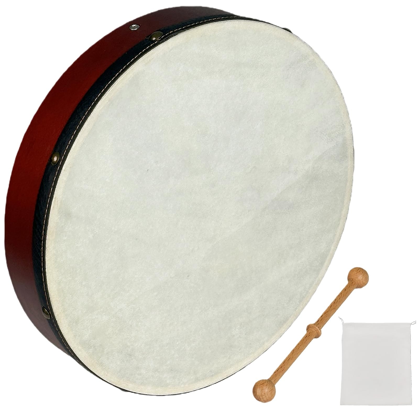 14" Bodhran drum Handcrafted Irish Instrument with Goatskin Drumhead, Crisp &...