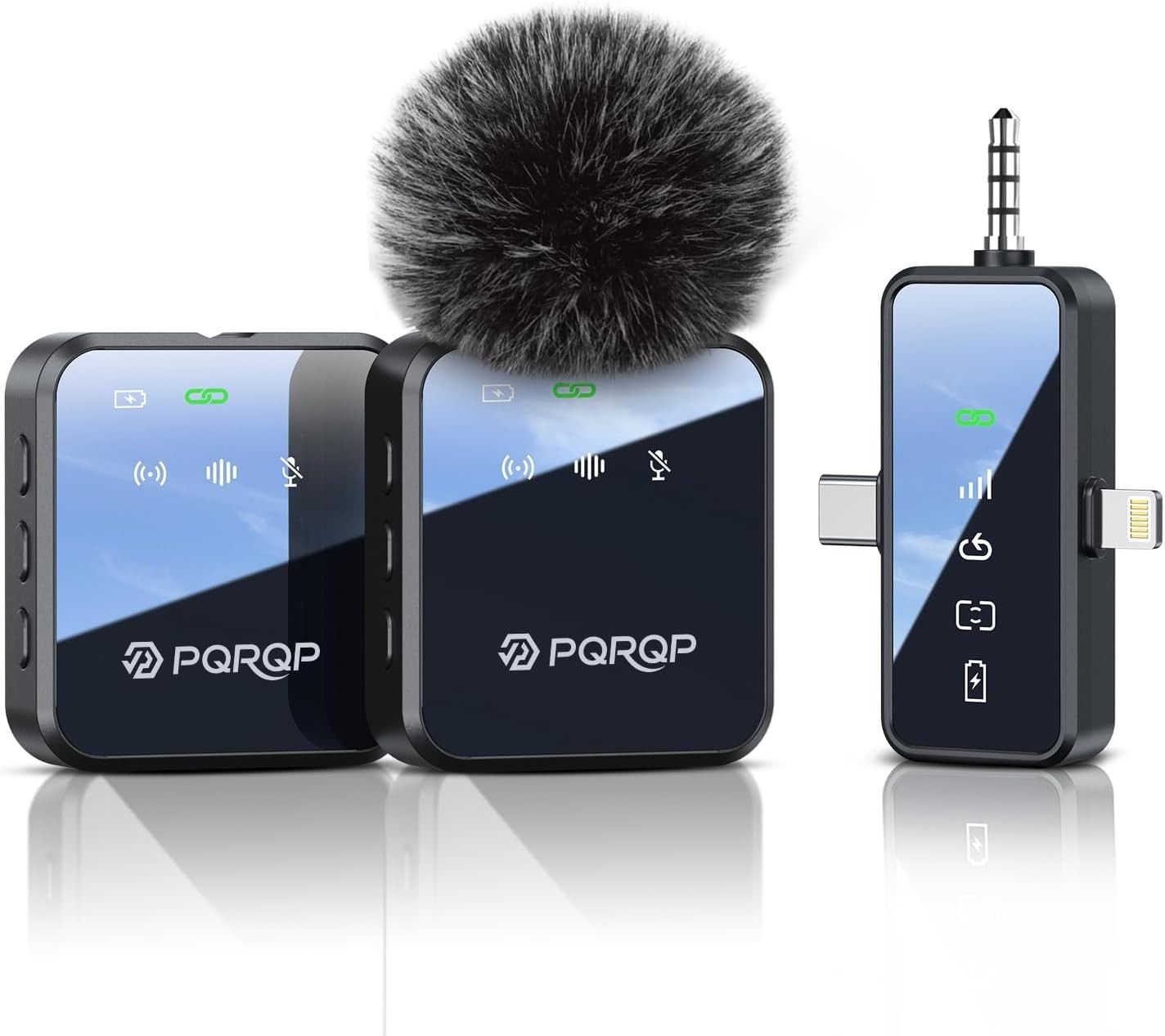 3 in 1 Microphone for iPhone/Android/Camera, Wireless Microphones, 328ft Tran...