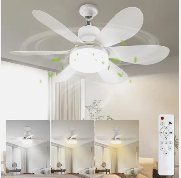 Socket Fan Light Ceiling Fans With Lights And Remote Dimmable LED Ceiling Fan US