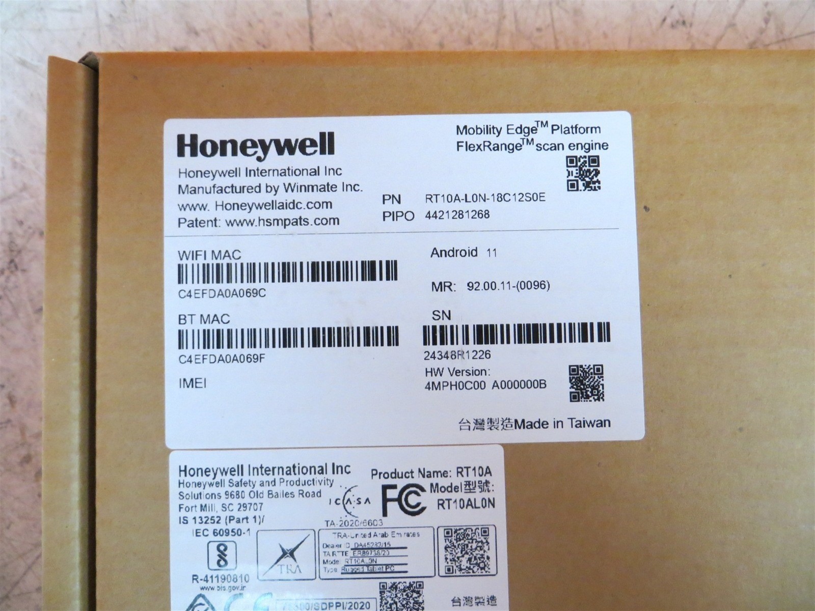 New Honeywell RT10A-L0N-18C12S0E Android 11 FlexRange Tablet Open Box