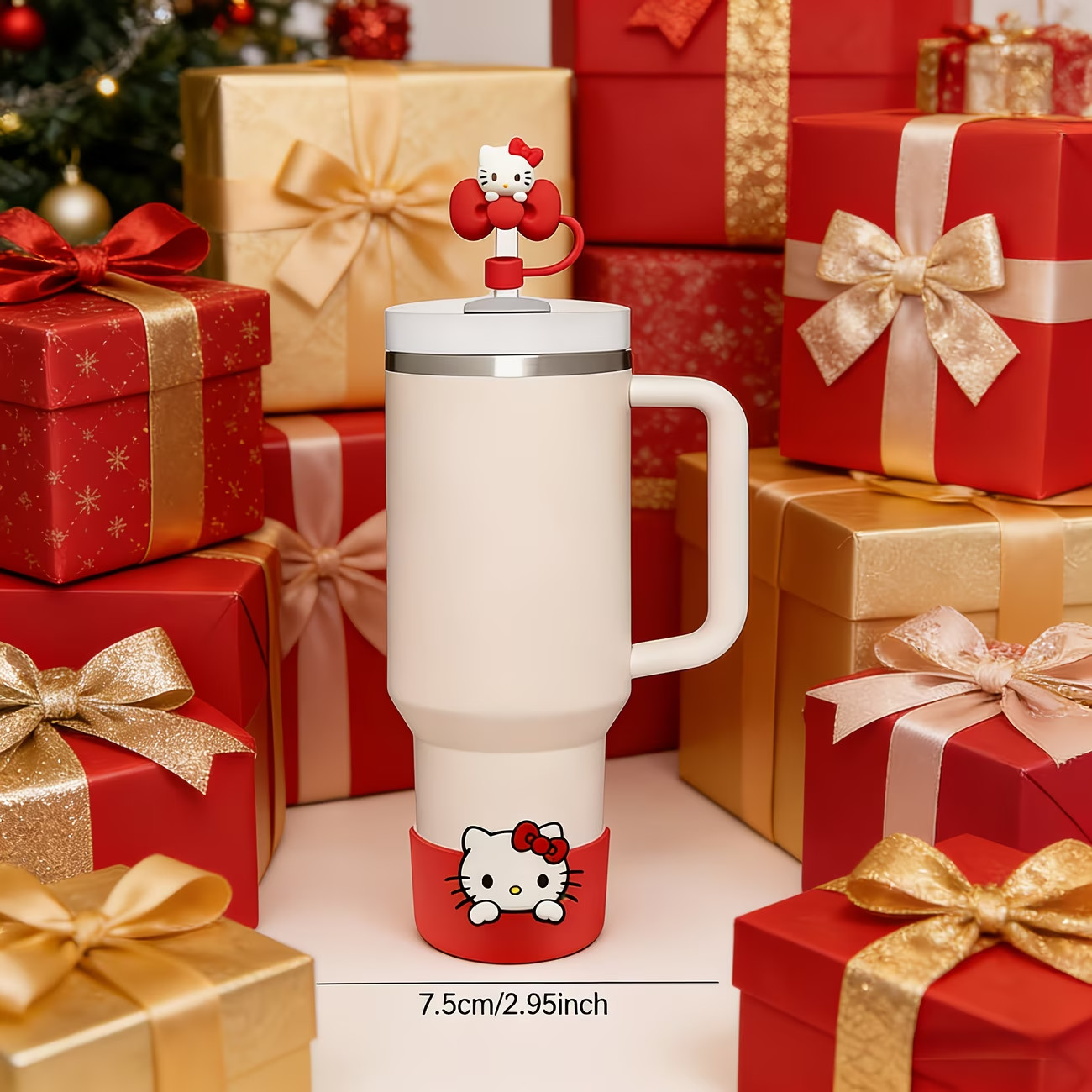 2 Pcs Accessories Hello Kitty Boot Sleeve & Straw Topper for Insulated Cups