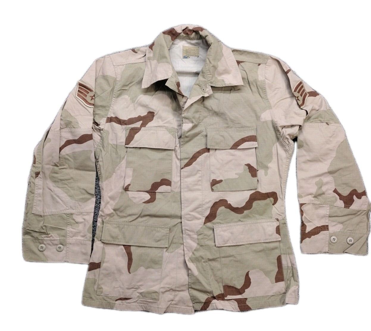 US Military 3 Color Desert Camo BDU Combat Shirt Medium Reg 90's Y2K