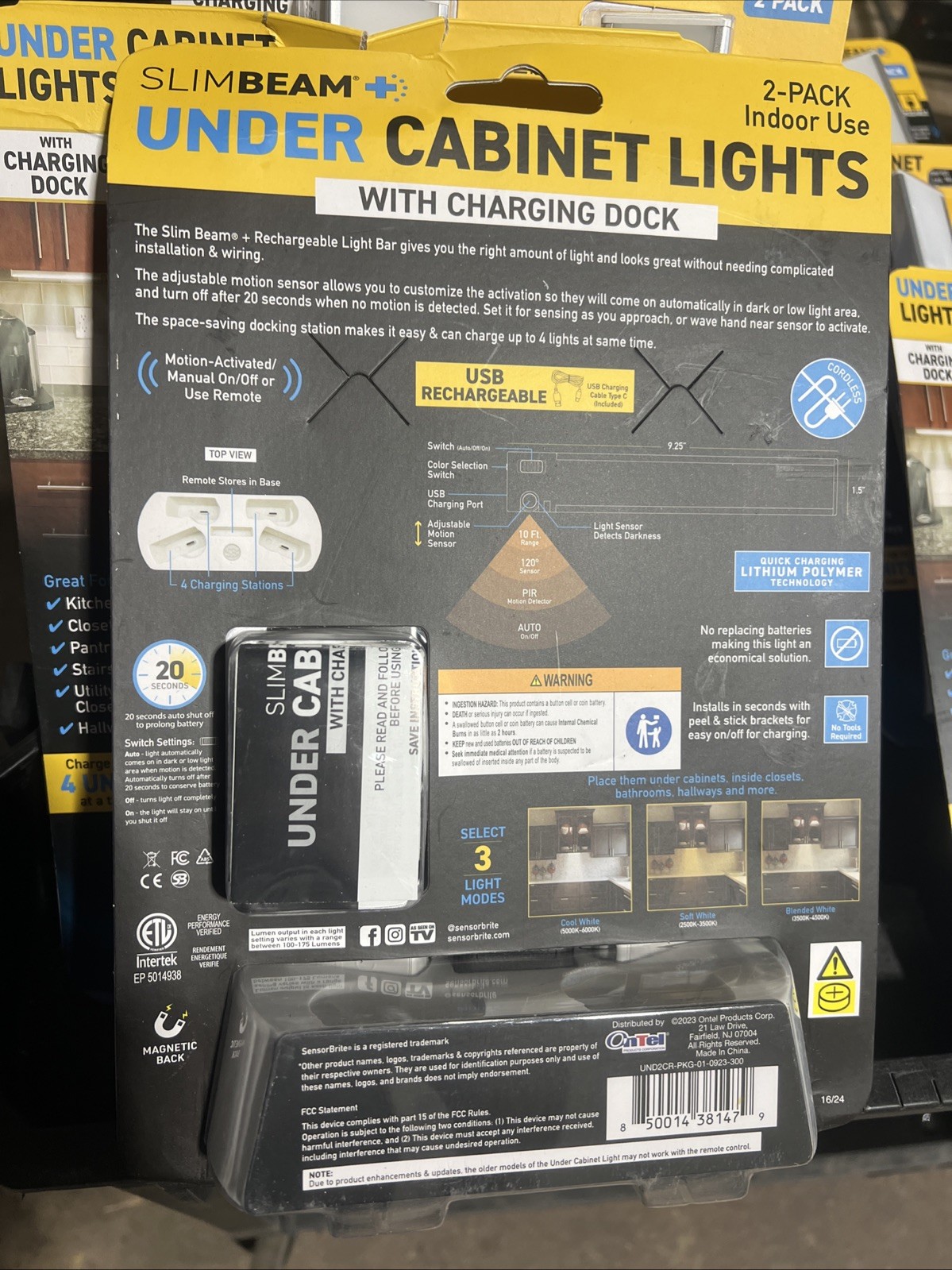 Sensor Brite Slim Beam Magnetic Under Cabinet Light Charging Dock and Remote