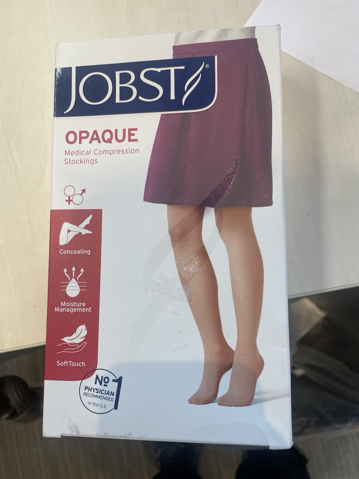 JOBST Women's Opaque Thigh High With Sensitive Top Band 15-20 mmHg Closed Toe M