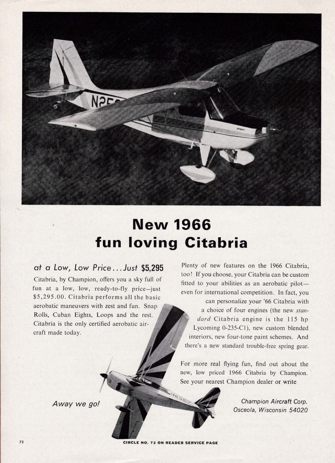 1966 Citabria Aircraft Ad 8/8/2025f