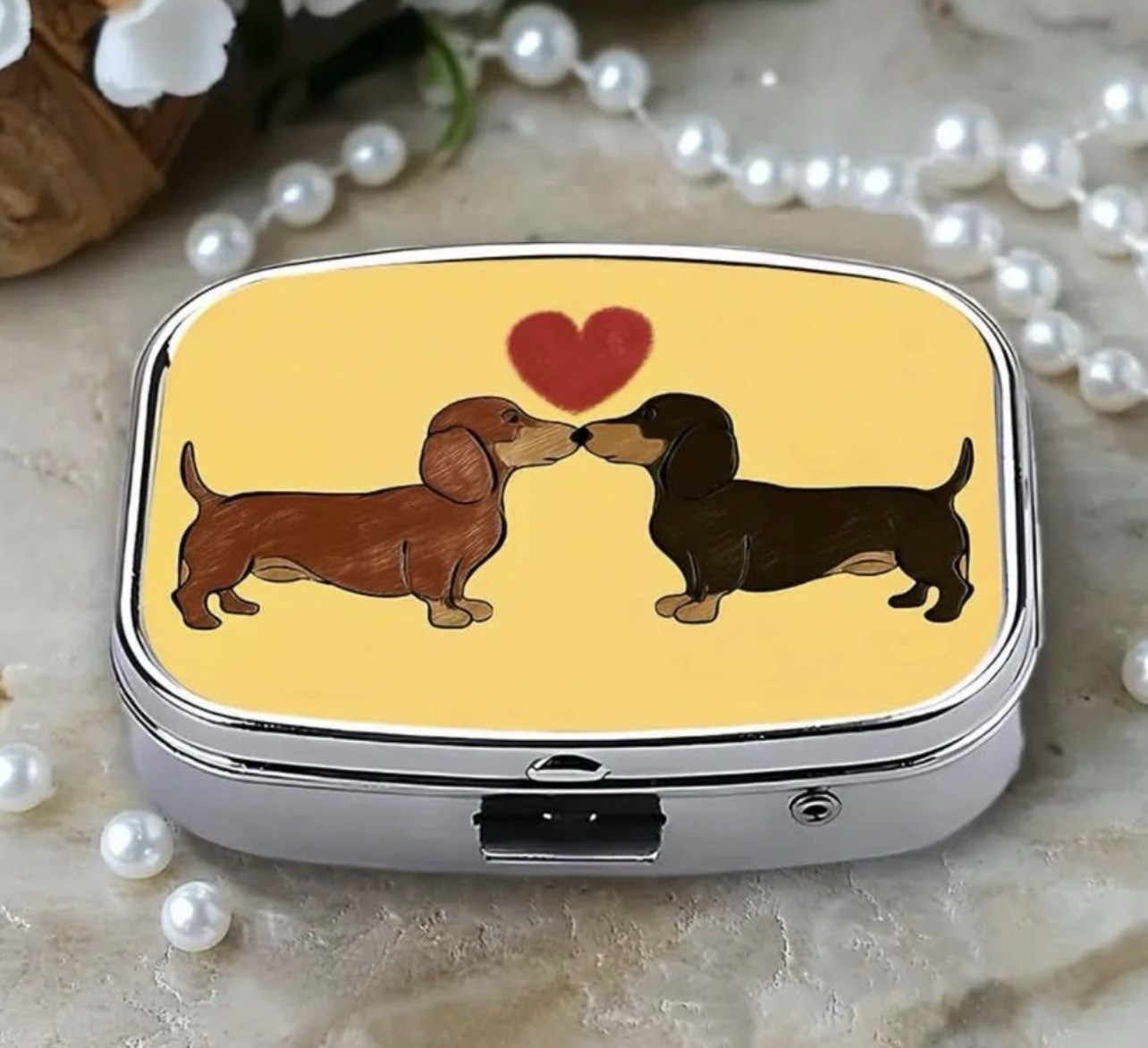 New Dachshund Design Pill Box - 2 Compartments