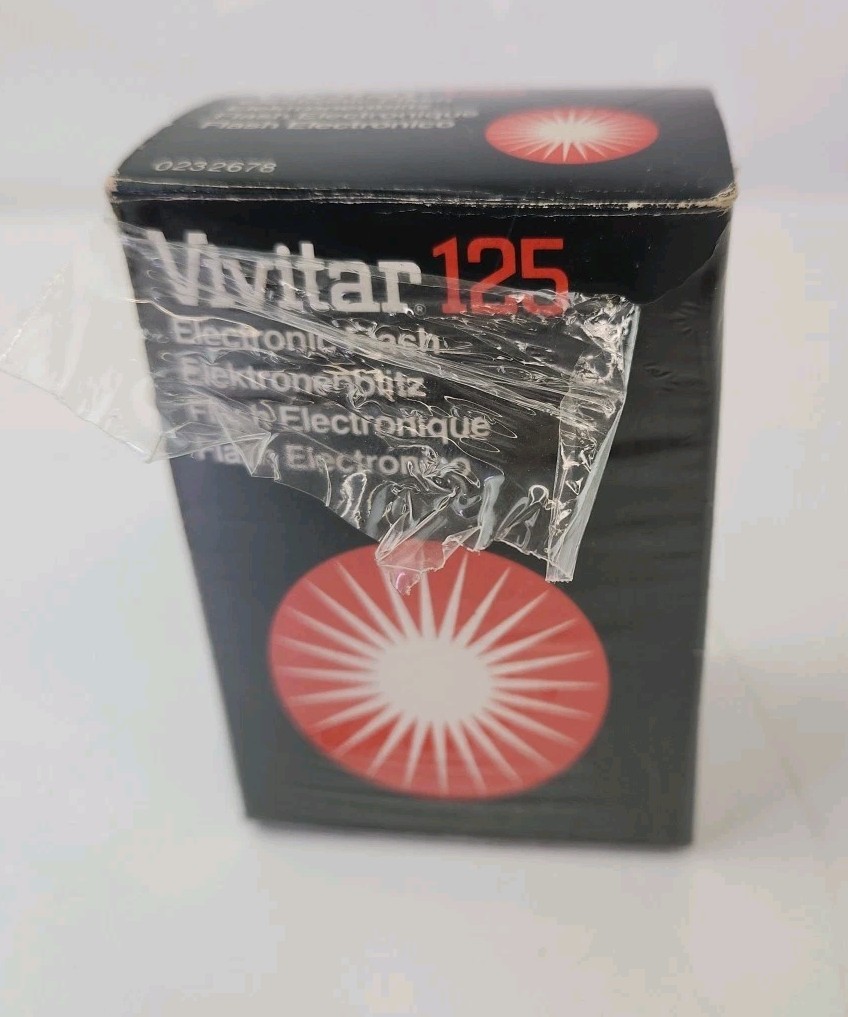 Vivitar 125 Electronic Flash Camera Hot Shoe w Box Sync Cord TESTED Works