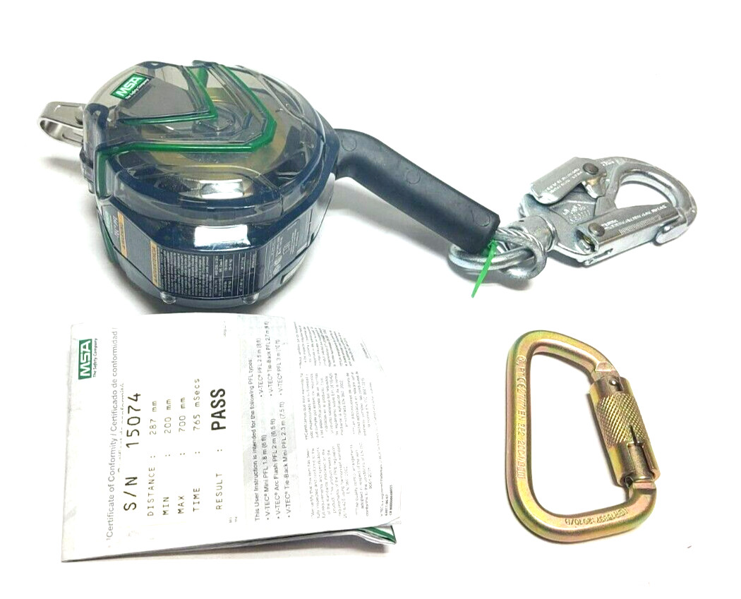 New MSA 63203-00A SRL 10' Cable with Snaphook and Carabiner