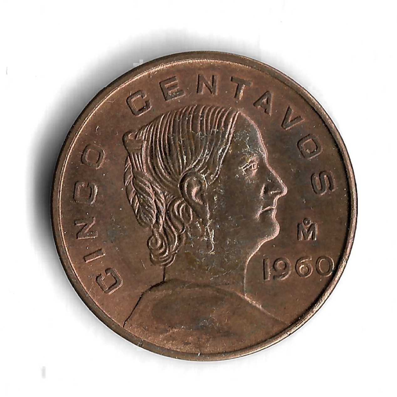 1960 Mexico 5 Cinco Centavos World Coin - KM# 426