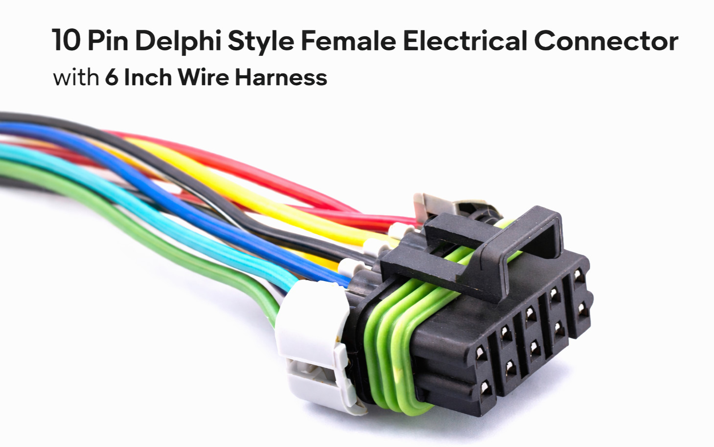 10 Pin Delphi Female Connector 6" Pigtail ATV UTV Powersports Wiring Repair