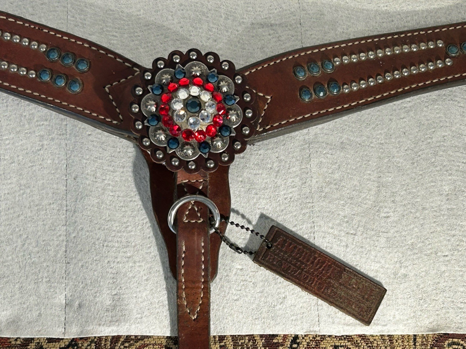 Weaver Breast Collar Leather Swarovski Crystal All American Western Horse Tack