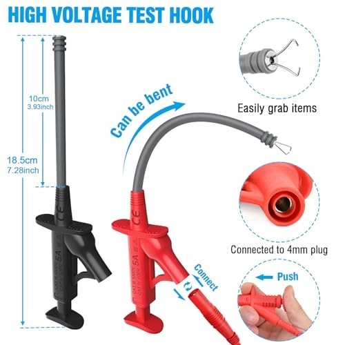 Multimeter Test Leads Kit 25PCS Banana Plug Wire Piercing Probes Alligator