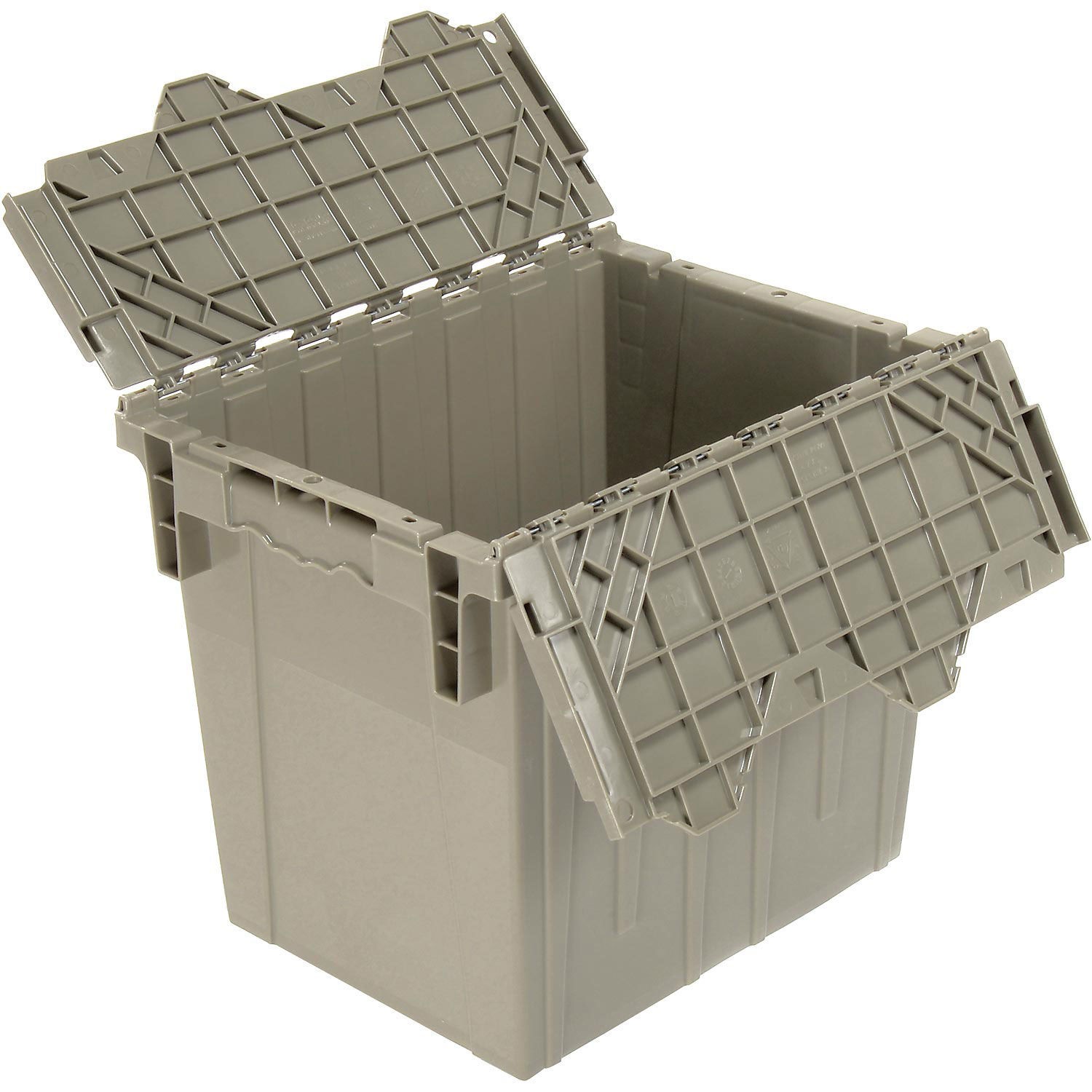 Global Industrial Distribution Container With Hinged Lid 18x13x15 Gray