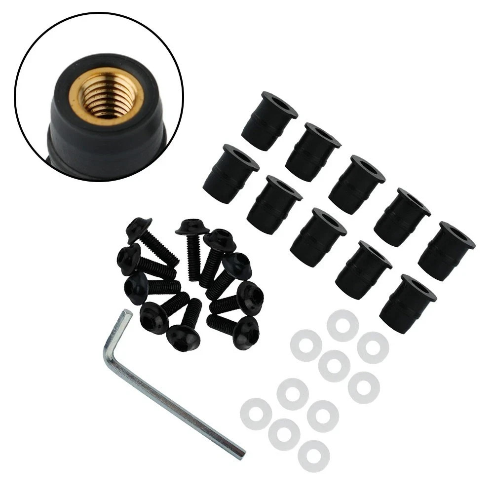 10* 5MM Motorcycle Windscreen Windshield Fairing Screen Nut Bolt Screw Kit