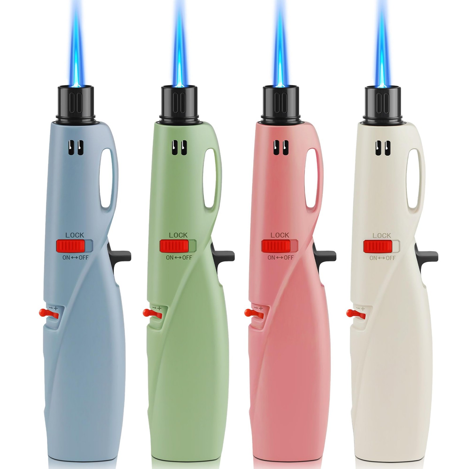 4 Pack of Butane Torch Lighter, Windproof & Refillable, Adjustable Jet Flame ...