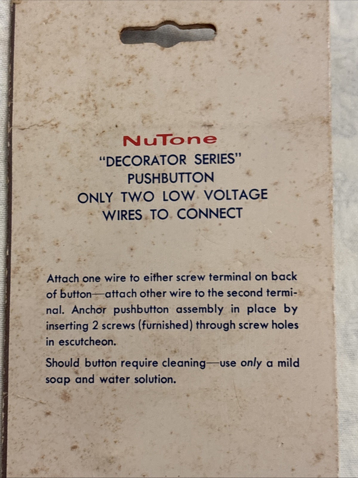 NuTone PB-11V 12V Brass Tone Rectangular Door Bell Push Button Vintage