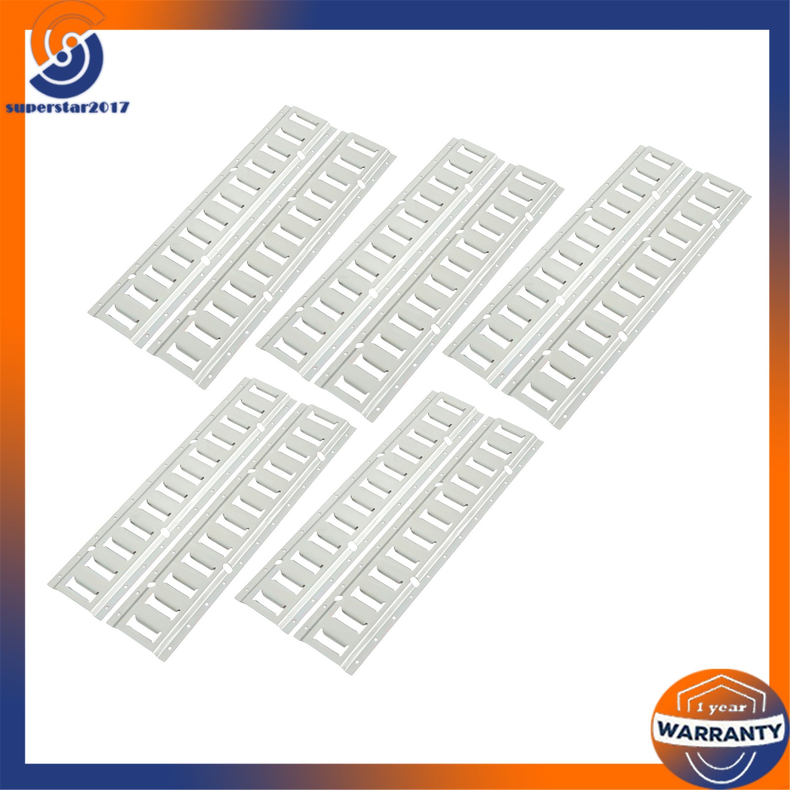 10 Piece Set of 2-Ft Silver Zinc E-Track Rails, Horizontal Cargo Tie Down