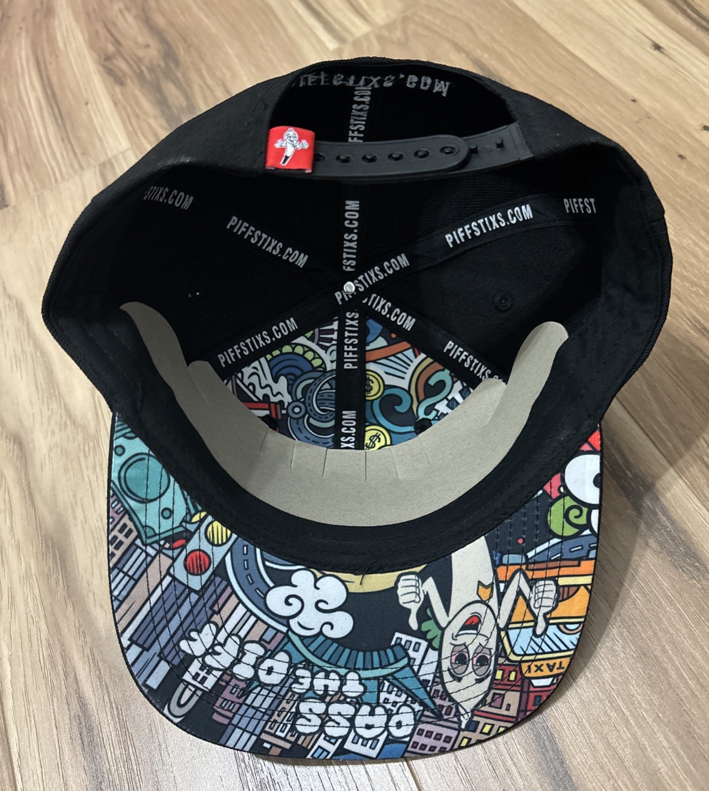 Piff Stixs Snapback Hat Black 6 Panel Cap One Size Adjustable Embroidered Logo